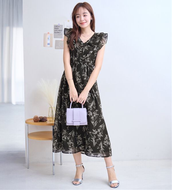 alotta（アロッタ）の「ニュアンス花柄ラッフルデザインワンピース（その他ワンピース）」｜詳細画像