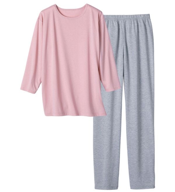 「お買い得やわらか綿混パジャマ上下セット（パジャマ・ルームウェア）」｜ローズピンク