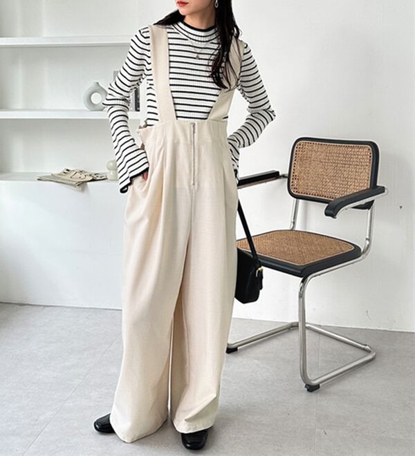 GeeRA（ジーラ）の「フロントジップハイウエストサロペット（オールインワン）」｜詳細画像