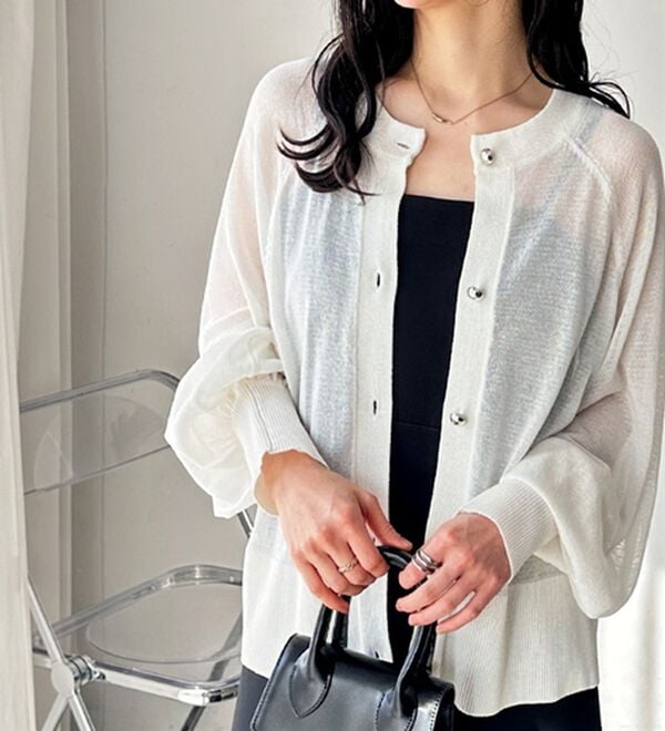 GeeRA（ジーラ）の「ゴールドボタンシアーカーディガン（ニットカーディガン）」｜詳細画像