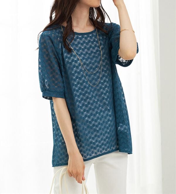 BELLUNA（ベルーナ）の「ラッセルレースパフ袖アンサンブル（アンサンブル）」｜詳細画像