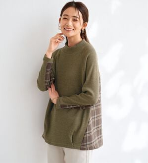 BELLUNA（ベルーナ）の「異素材重ね着風チュニック（チュニック）」｜カーキ
