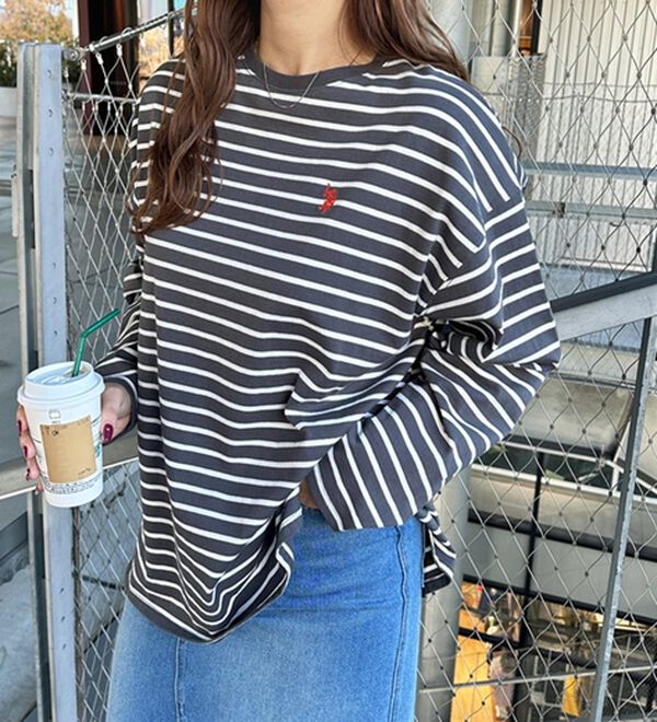 GeeRA（ジーラ）の「【Ｕ．Ｓ．ＰＯＬＯ ＡＳＳＮ】オーバーサイズ刺しゅうロンＴ（カットソー）」｜詳細画像