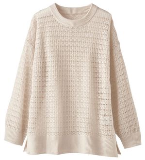 BELLUNA（ベルーナ）の「涼やか透かし編ニットプルオーバー（ニット・セーター）」｜アイボリー
