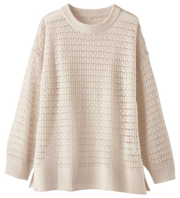 BELLUNA（ベルーナ）の「涼やか透かし編ニットプルオーバー（ニット・セーター）」｜アイボリー