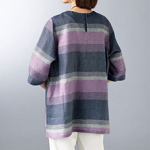 BELLUNA（ベルーナ）の「麻トリアセテート素材切替ブラウス(ネックレス付)（ブラウス）」｜詳細画像