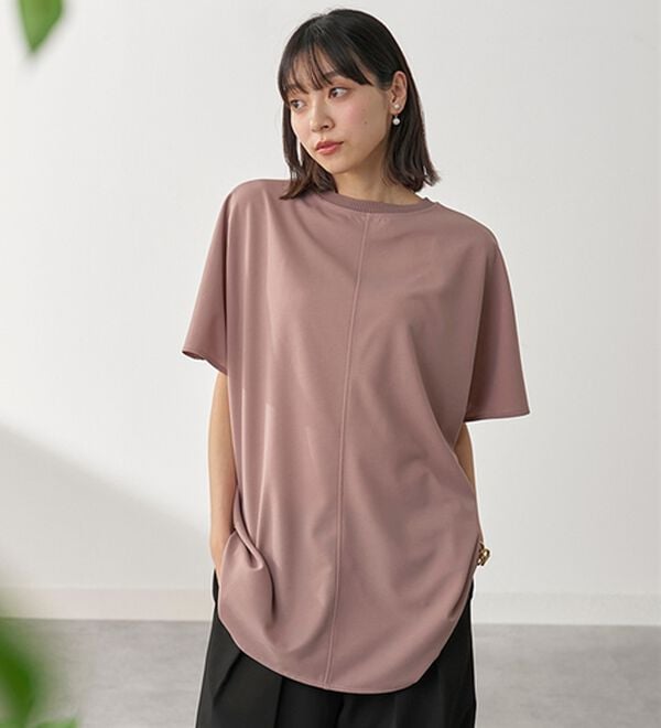 BELLUNA（ベルーナ）の「Ｔシャツ感覚なのにきちんとブラウス見え！カットジョーゼット半袖プルオーバー（カットソー）」｜詳細画像