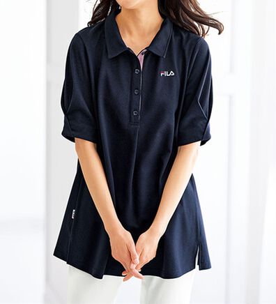 BELLUNA（ベルーナ）の「＜ＦＩＬＡ＞ヒンヤリ冷感！袖タックポロチュニック（ポロシャツ）」