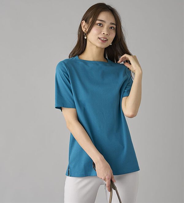 BELLUNA（ベルーナ）の「艶やか綿１００％シンプルプルオーバー（カットソー）」｜詳細画像