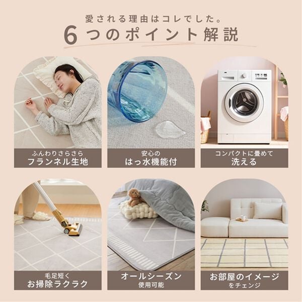 iellio（イエリオ）の「北欧調洗えるはっ水フランネルラグ＜ロングシーズン・床暖対応・洗濯可能・ウォッシャブル・おしゃれ・はっ水＞（ラグ）」｜詳細画像