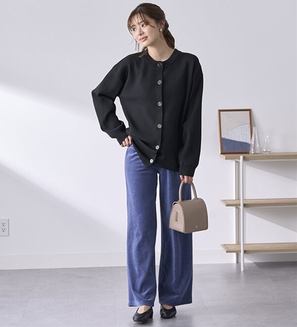 BELLUNA（ベルーナ）の「綺麗見えベロアワイドパンツ（フルレングスパンツ）」｜詳細画像