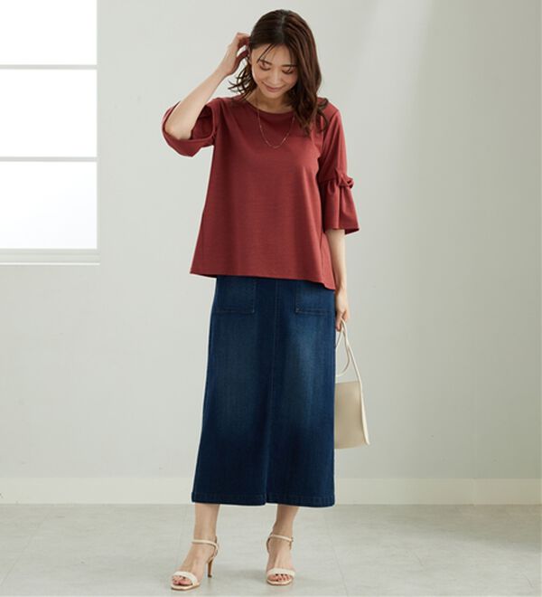 BELLUNA（ベルーナ）の「リボン付フレアー袖プルオーバー（カットソー）」｜詳細画像