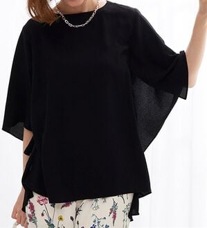 BELLUNA（ベルーナ）の「ＵＶ対策！涼やかケープ風ブラウス（ブラウス）」｜黒