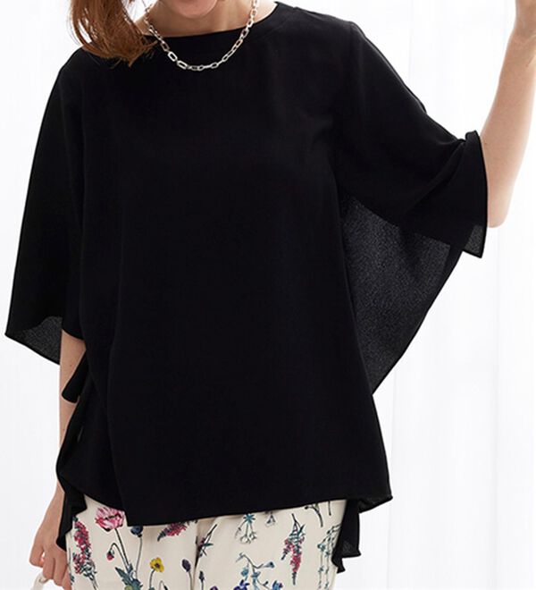 BELLUNA（ベルーナ）の「ＵＶ対策！涼やかケープ風ブラウス（ブラウス）」｜黒