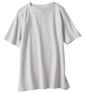 BELLUNA（ベルーナ）の「艶やか綿１００％シンプルプルオーバー（カットソー）」｜ライトグレー