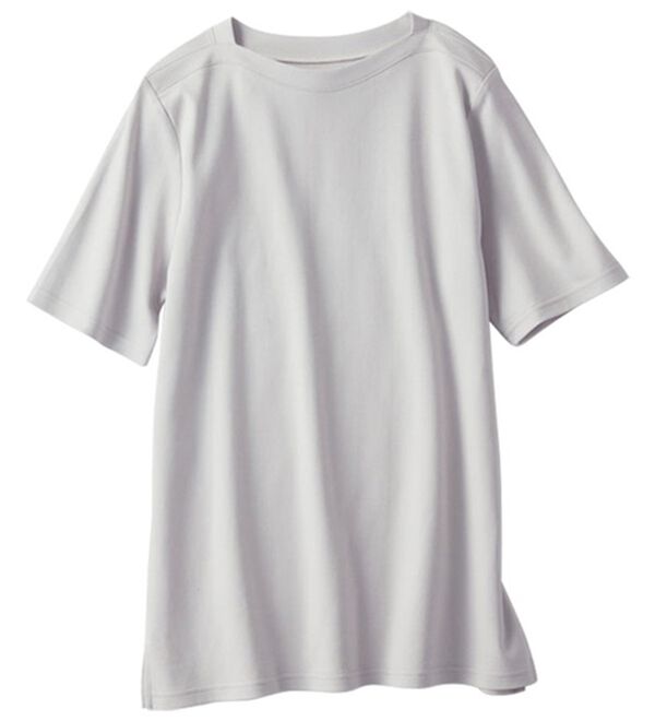 BELLUNA（ベルーナ）の「艶やか綿１００％シンプルプルオーバー（カットソー）」｜ライトグレー