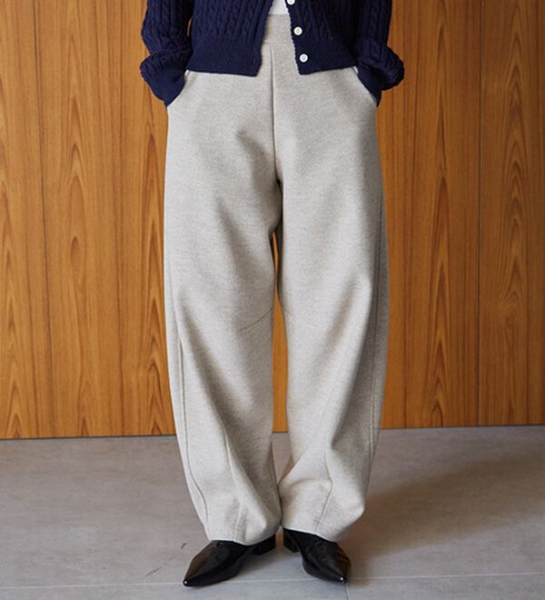RANAN（ラナン）の「フェイクウールバレルレッグカーブパンツ（フルレングスパンツ）」｜詳細画像