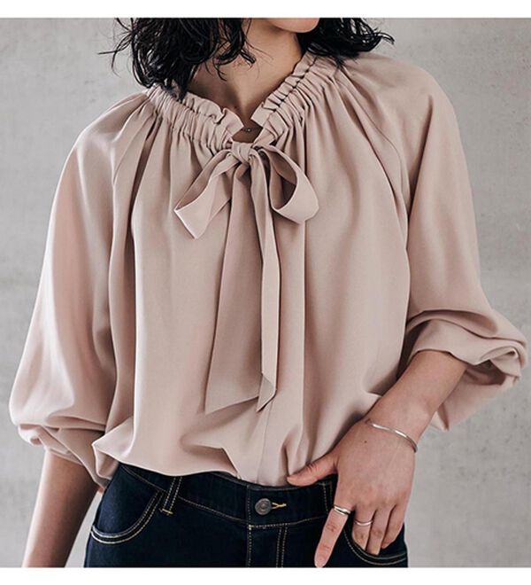 RANAN（ラナン）の「フリル衿ボウタイギャザーブラウス（ブラウス）」｜詳細画像