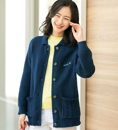 ルフラン（ルフラン）の「【ＡＰ】衿付編地ニットジャケット（その他ジャケット）」