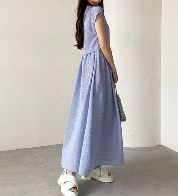 GeeRA（ジーラ）の「クレリック配色ウエストギャザーシャツワンピ―ス（シャツワンピース）」｜詳細画像