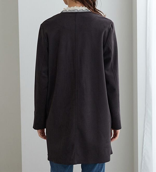 BELLUNA（ベルーナ）の「スエード調ノーカラーロング丈ジャケット（ノーカラージャケット）」｜詳細画像