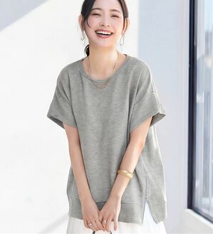 Viola e Viola（ヴィオラ エ ヴィオラ）の「ひんやりなめらかダンボール裾ジップチュニック（チュニック）」｜杢グレー