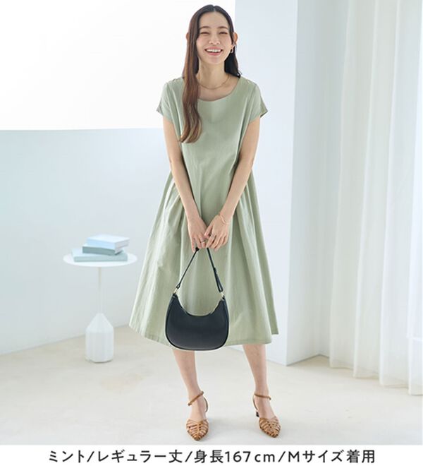 Viola e Viola（ヴィオラ エ ヴィオラ）の「【選べる２丈】綿１００％タック使いワンピース＜Ｓ～４Ｌ＞（チュニックワンピース）」｜詳細画像