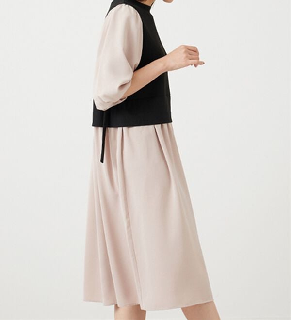BELLUNA（ベルーナ）の「ベルト使い異素材切替ワンピ―ス（その他ワンピース）」｜詳細画像