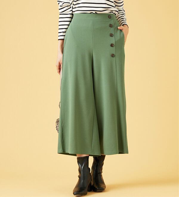 BELLUNA（ベルーナ）の「ジョーゼット素材サイドボタンワイドパンツ（ワイドパンツ・ガウチョ）」｜詳細画像