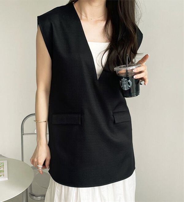 GeeRA（ジーラ）の「リネンライクスラブプルオーバーベスト（ベスト）」｜詳細画像