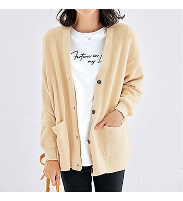 BELLUNA（ベルーナ）の「抗菌防臭で爽やか！あぜ編ニットカーディガン（ニットカーディガン）」｜詳細画像