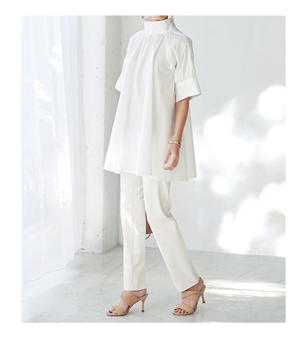 BELLUNA（ベルーナ）の「汚れが落ちやすい白！ストレートパンツ（フルレングスパンツ）」｜詳細画像