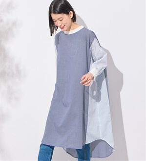 Viola e Viola（ヴィオラ エ ヴィオラ）の「ストライプ切替ワンピース（その他ワンピース）」｜ブルー系