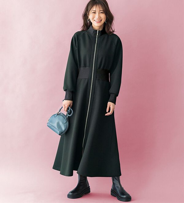 BELLUNA（ベルーナ）の「【ＳＭＡＲＴ　ＥＣＯ　ＪＥＲＳＥＹ】リブ切替ワンピース（ロングワンピース）」｜詳細画像