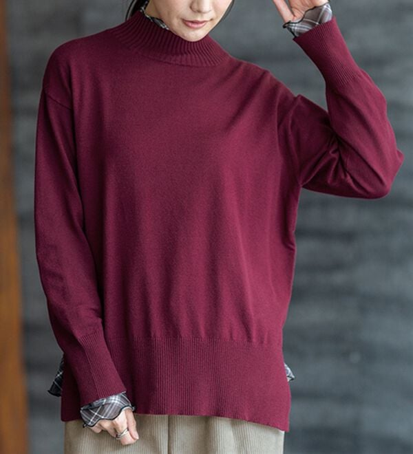 BELLUNA（ベルーナ）の「【重ね着インナー】シアー素材ハイネックインナープルオーバー（カットソー）」｜詳細画像