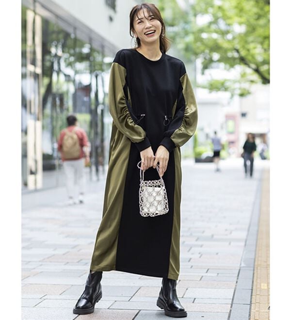 BELLUNA（ベルーナ）の「異素材切替ドロストワンピース（その他ワンピース）」｜詳細画像