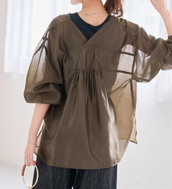 RANAN（ラナン）の「ディープVネックシアーシャツ（シャツ）」｜詳細画像