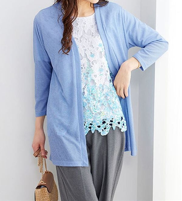 BELLUNA（ベルーナ）の「花柄プリントレースカーディガンアンサンブル（アンサンブル）」｜詳細画像