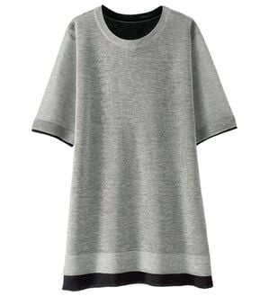 BELLUNA（ベルーナ）の「重ね着風配色シアーニットプルオーバー（ニット・セーター）」｜グレー