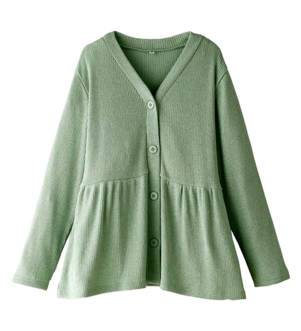 BELLUNA（ベルーナ）の「ラメ調リブ素材ペプラムカーディガン（ニットカーディガン）」｜詳細画像