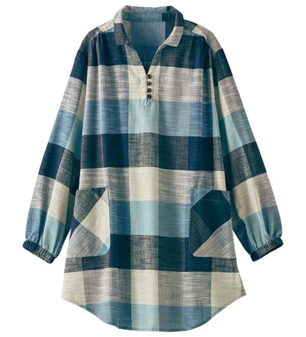 BELLUNA（ベルーナ）の「そのままお出かけ！スラブ素材かっぽうチュニック（チュニック）」｜詳細画像