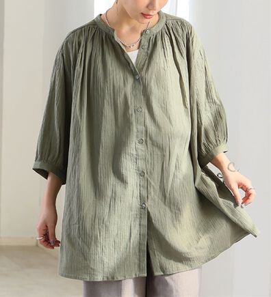 A HAPPY MARILYN（アハッピーマリリン）の「【Ｌ～６Ｌ】【風通るプレミアム】綿・楊柳七分袖はしごレースブラウス（ブラウス）」