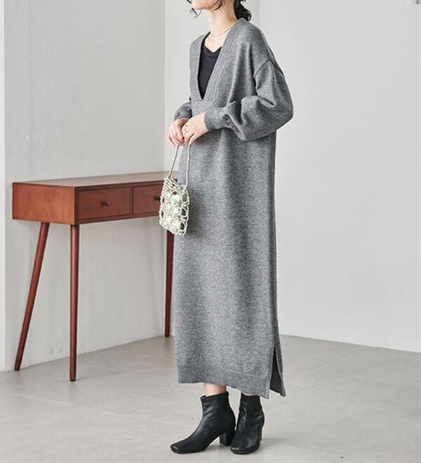 RANAN（ラナン）の「ディープキーネックニットワンピース（ニットワンピース）」｜詳細画像