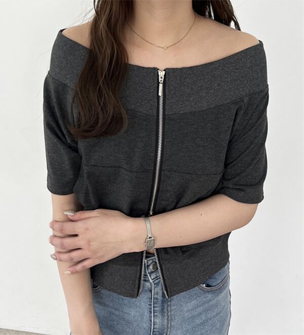 GeeRA（ジーラ）の「ＺＩＰオフショルカットソー（カットソー）」｜詳細画像