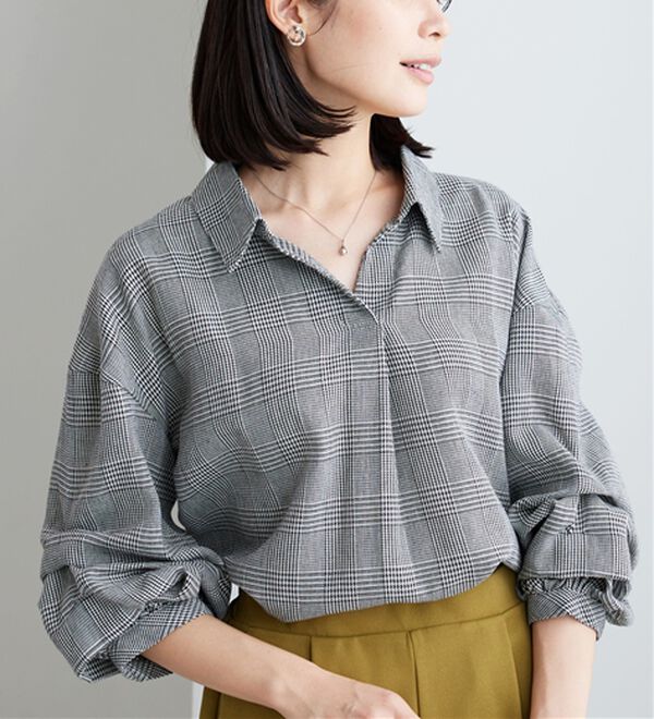 BELLUNA（ベルーナ）の「【新色追加】袖タックデザインスキッパーシャツ（シャツ）」｜詳細画像