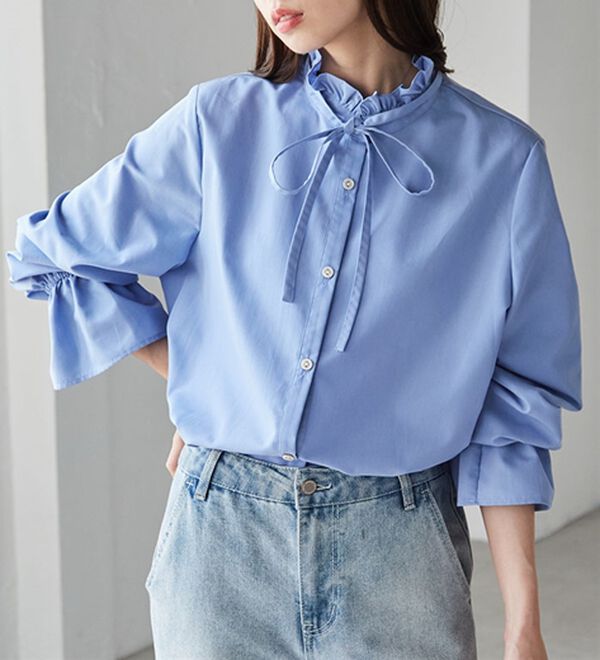 RANAN（ラナン）の「プチフリルリボン付きブラウス（ブラウス）」｜詳細画像