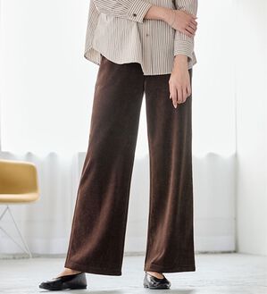 BELLUNA（ベルーナ）の「綺麗見えベロアワイドパンツ（フルレングスパンツ）」｜モカ