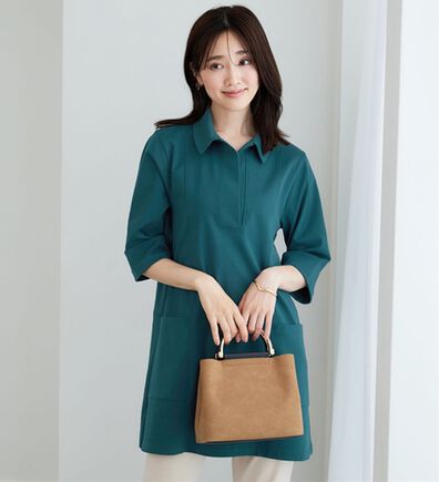 BELLUNA（ベルーナ）の「なめらかポンチ素材衿付きチュニック（チュニック）」