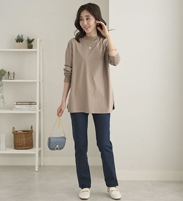 BELLUNA（ベルーナ）の「綿１００腰まわりゆったりリブデザインチュニック（チュニック）」｜詳細画像