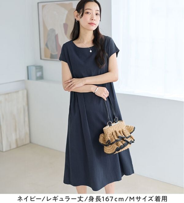 Viola e Viola（ヴィオラ エ ヴィオラ）の「【選べる２丈】綿１００％タック使いワンピース＜Ｓ～４Ｌ＞（チュニックワンピース）」｜詳細画像